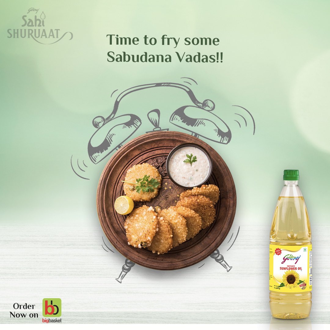 It’s Fry-Day and what better way to celebrate than by frying some crispy Sabudana Vadas!

Grab hold of Godrej Veg. Oils, your trusted partner for a Sahi Shuruaat, and ensure your fried foods have the right texture and taste!

#GodrejVegOils #cookingoil 
#Recipebook #cookbook