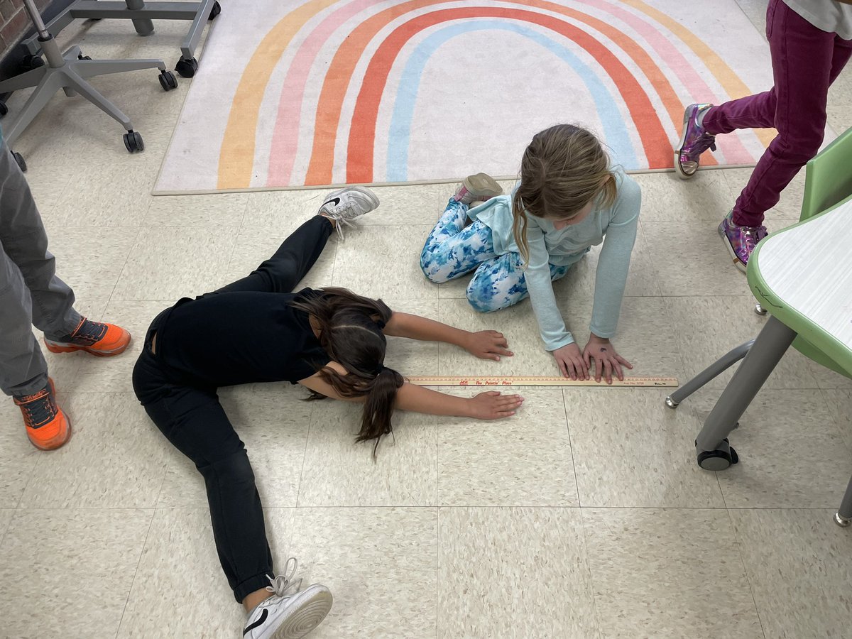 When measuring a sit and reach to complete a line plot and some students are throwing off the average with their extreme flexibility 😀 The longest was 80cm, and I was the low end with 14cm! <a href="/D45Schafer/">Schafer School</a> #measurement #math