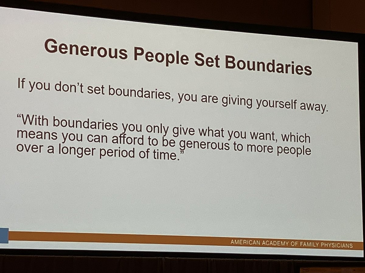Important work at the #AAFPwellbeing conference today.  Started my #physicianwellness with a group run, and my first session was dedicated to using my assumption of good intent to be more generous.  How, you ask?  By setting boundaries!