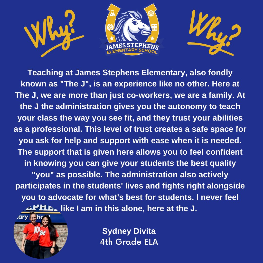 JSEMustangs's tweet photo. Interested in learning more about our 94% teacher retention rate? Don't hear it from us, hear it from our wonderful educators! #teacherretention #JSEMustangs #LoveLeeSchools https://t.co/DDdLtZxepr