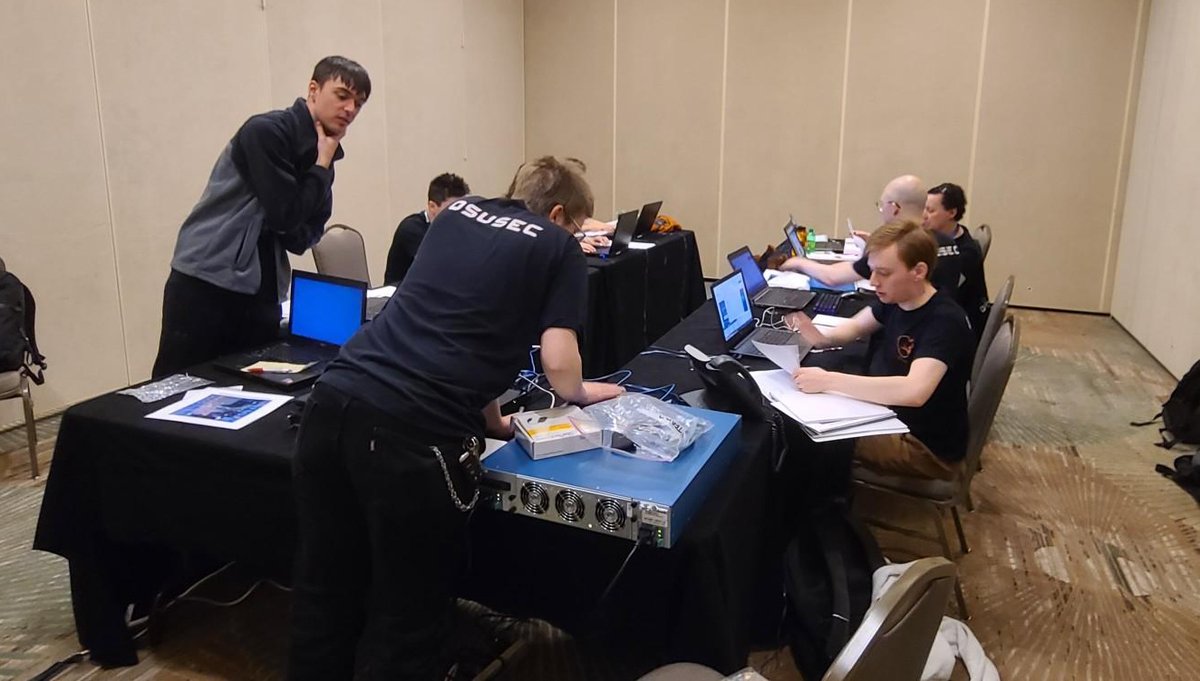 NationalCCDC's tweet photo. Good to see you again @OregonState! We won't interrupt... you all look focused and determined to keep your system locked down. #cyberdefense #cybersecurity #NCCDC #PRCCDC https://t.co/YpMsiiQ4Ef