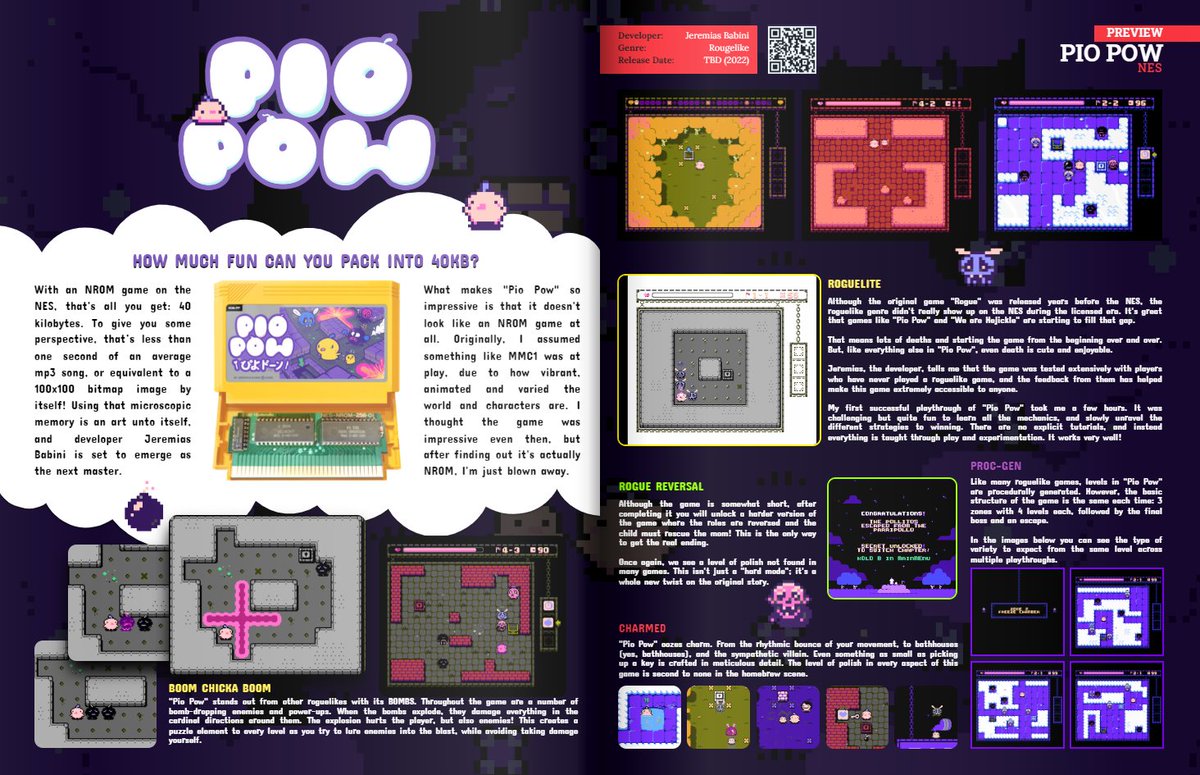 The cover story for issue one, Pio Pow [NES], by <a href="/bembidiona/">Jeremias Babini</a> has continued to grow and improve over the last year. I was able to play a build recently and it is better than ever! This one should be coming "any day now" I think.