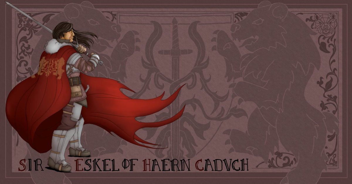 Bear!Knight Eskel 💜🐻🐺 I'm so glad I finished this piece. The deskmat has been the highlight of my workday since 🙏