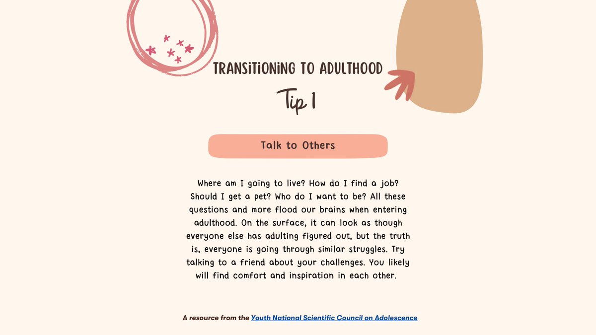 CDA_Adolescence's tweet photo. Did you know that our YNSCA created resources focused on navigating transitions during #adolescence? Today, we’re sharing their advice on navigating the transition into adulthood. One tip—don’t be afraid to ask for help! Learn more: https://t.co/vY1jzHApU5
#NavigatingTransitions https://t.co/K8SkA76BRA