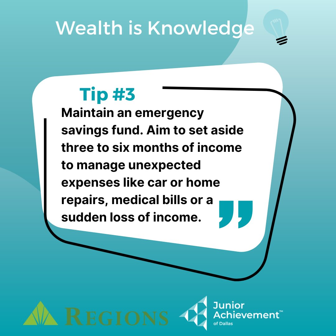 JADallas's tweet image. Budget. Save. Invest. Elevate your finances with these "Wealth is Knowledge" tips brought to you by @RegionsNews 
 #jadallas #nonprofit #wealthisknowledge