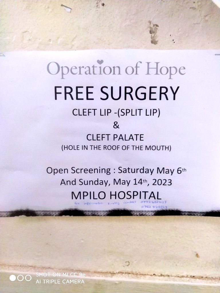 SrM23_'s tweet photo. Please Retweet for awareness, @operationofhope is providing free services for Cleft Lip and Cleft Palate repair. Screening to be done on 6 May and 14 May 2023 at Mpilo Central Hospital. Tell someone to tell someone❤️❤️ https://t.co/NBZasgdska