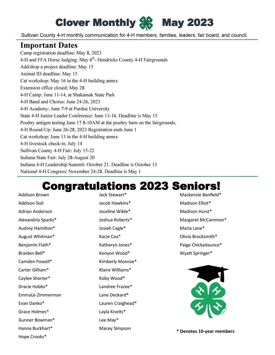 PurdueExtSulli's tweet photo. May issue of Sullivan County 4-H Clover Monthly is out. Here are a few pages to check out https://t.co/hxCz0O7ouj