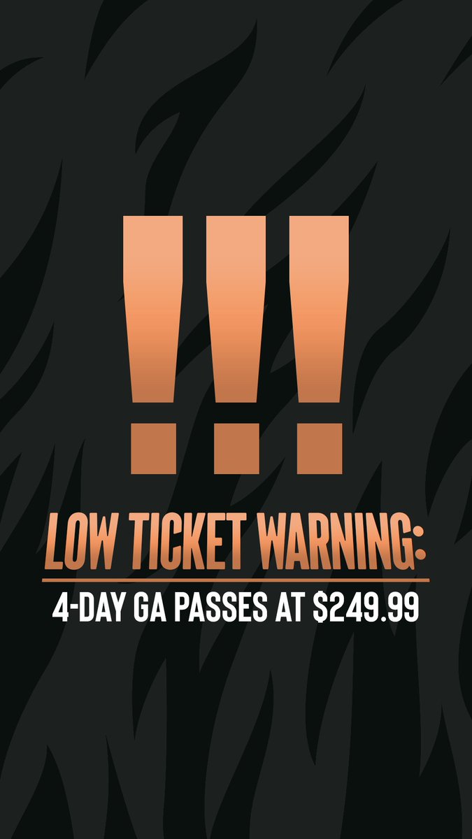 🚨 LOW TICKET WARNING! 🚨

Note: You DON'T have to pay in full to lock in this price. You can start our 4 month payment plan today to secure passes at this price and comfortably pay them off over several months. 

Get your passes now at blueridgerockfest.com