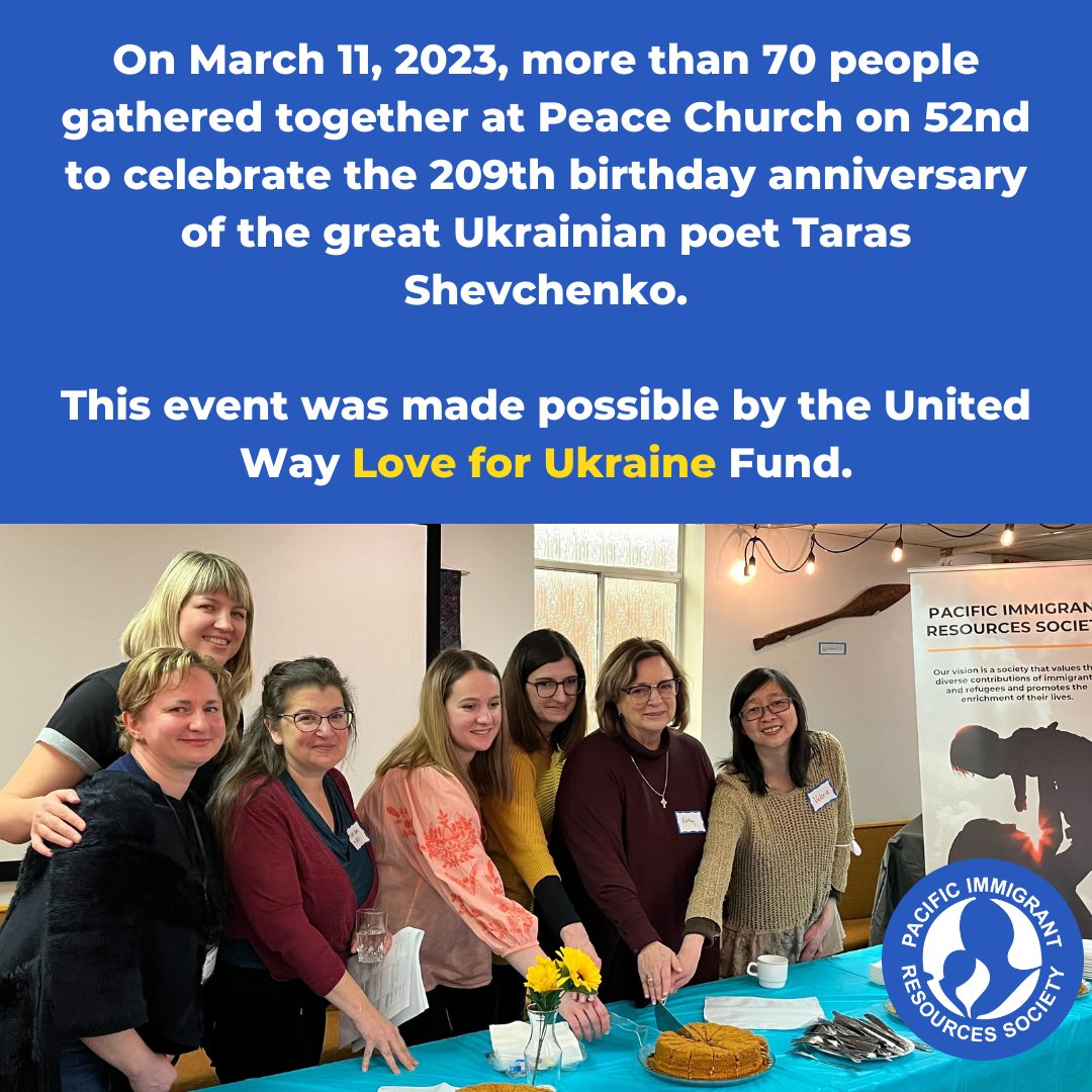 PIRSVancouver's tweet photo. On March 11, 2023, more than 70 people gathered together at Peace Church on 52nd to celebrate the 209th birthday anniversary of the great Ukrainian poet Taras Shevchenko. 
This event was made possible by the United Way Love for Ukraine Fund.
 #ukraine #loveforukraine https://t.co/8AE6ZgRz7B