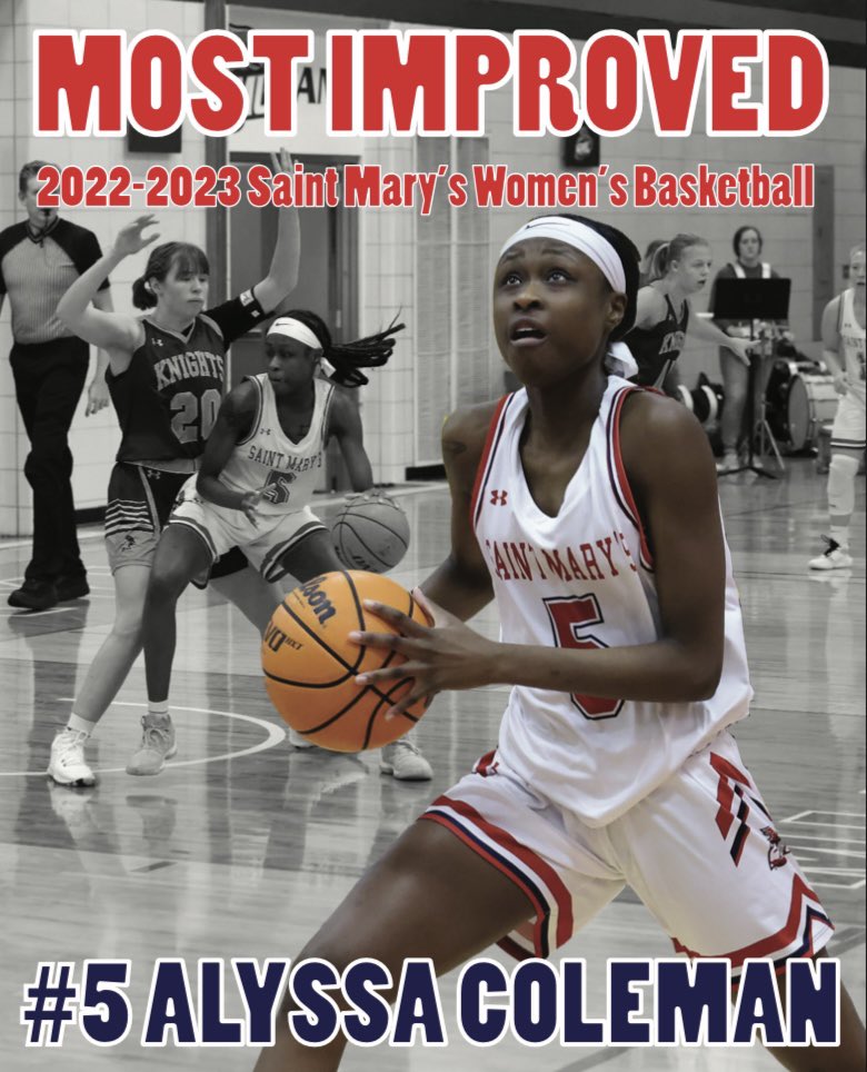 saintmarys_wbb's tweet photo. 2022-2023 Most Improved Award goes to Sophomore forward, Alyssa Coleman! https://t.co/QkJ2Gldoh0