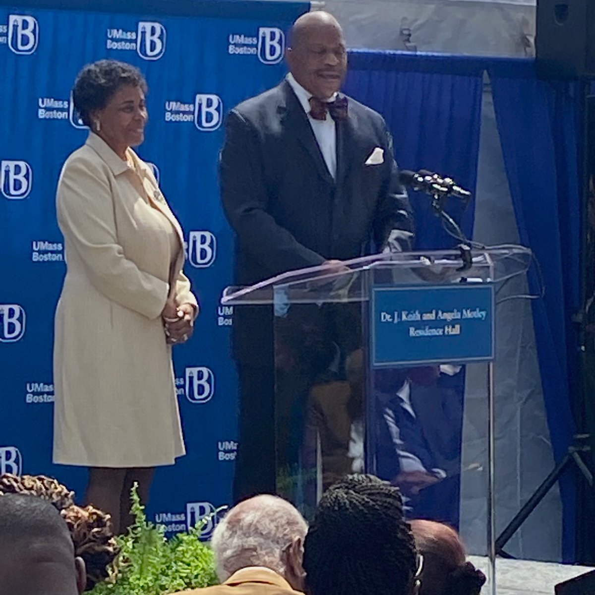 Bay State Banner (@baystatebanner) on Twitter photo Congratulations Dr. J. Keith and Mrs. Angela Motley!
<a href="/UMassBoston/">UMass Boston</a> honors Chancellor Emeritus Dr. J. Keith, and Angela Motley in Residence Hall Naming Ceremony today in recognition of their long-standing support of UMass Boston and its students over the years. #HappeningNow Congratulations Dr. J. Keith and Mrs. Angela Motley!
<a href="/UMassBoston/">UMass Boston</a> honors Chancellor Emeritus Dr. J. Keith, and Angela Motley in Residence Hall Naming Ceremony today in recognition of their long-standing support of UMass Boston and its students over the years. #HappeningNow