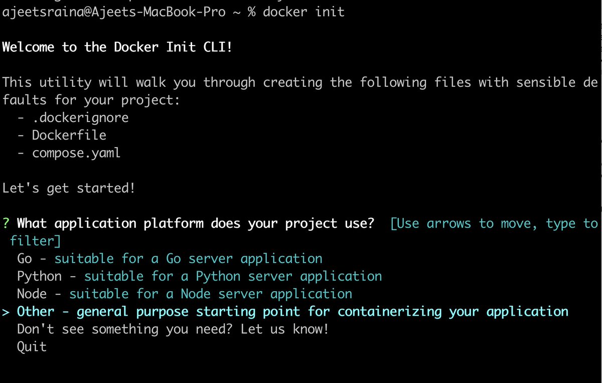 ajeetsraina's tweet photo. Exciting news for Python and Node developers! Docker init now supports Node.js and Python. Upgrade now to Docker Desktop 4.19.0 and experience the power of Docker with your favorite languages. #DockerInit #Nodejs #Python #DevLife https://t.co/pLA0wf33ZL