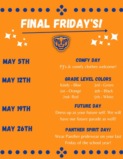 ccsd21poe's tweet photo. With May beginning next week, it is time for Poe's Final Friday's! Check out this flyer to see the theme each week! #21Learns #shinebright https://t.co/SkFwV8eSZ2