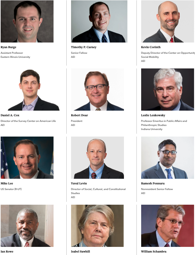 ShawnFremstad's tweet photo. Trying to reign in my kneejerk gender ideology takes, but this upcoming 16-dude-strong Power Manel at AEI on "the social breakdown" is just too must to resist! Sadly, includes 1 lady &amp; a man named Leslie. Even dinosaurs have to bow to wokeness, I guess. https://t.co/kgZHX2dvPs https://t.co/ixcjy5vqjC