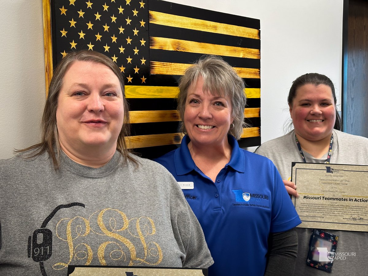 Missouri APCO recognizes two public-safety communications professionals for the life-saving actions they performed for a choking infant on March 23, 2023. Learn more at moapco.org