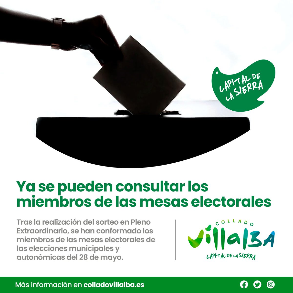 AyuntamientoCV's tweet photo. 🗳️ Ya se pueden consultar los miembros de las mesas electorales 

✅ Tras la realización del sorteo en Pleno Extraordinario

👱 Se han conformado los miembros de las mesas electorales de las elecciones del 28 de mayo

ℹ️ puedes encontrar el listado en: https://t.co/Q0ycAYPLlO https://t.co/CydvDcPNsk