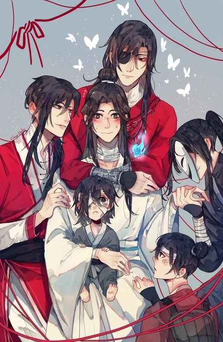 All of Hua Cheng's forms again! But this time this time with one Xie Lian in the middle ^u^  #TGCF
