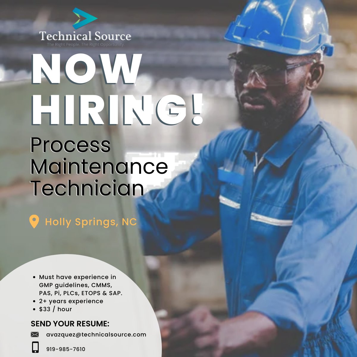 🚨 JOB ALERT 🚨 Seeking experienced Process Maintenance Technician for innovative pharma manufacturing co. in #hollyspringsnc . Must have experience in GMP guidelines, CMMS, PAS, Pi, PLCs, ETOPS & SAP. 💰 $33/hour for night shift work. 2+year exp. #Pharma #MaintenanceTechnician