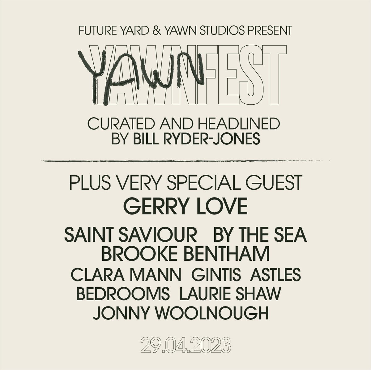 playing yawn festival tomorrow. so much good music in one day so excited to reunite with old pals so stoked see ye there