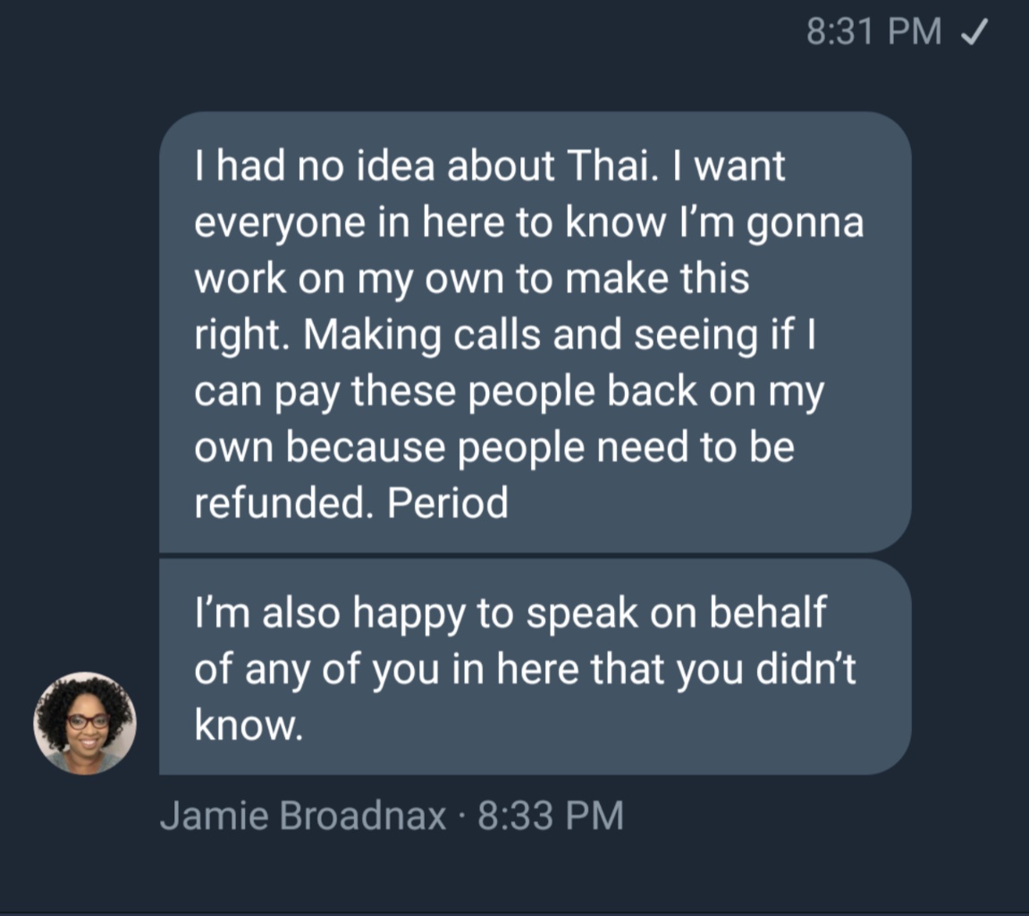 LatinxGeeks's tweet photo. Still waiting for Jamie Broadnax to send those refunds outta her own pocket
Five year anniversary of Scamcon
 #UniversalFancon https://t.co/l1wp7Hbtxg