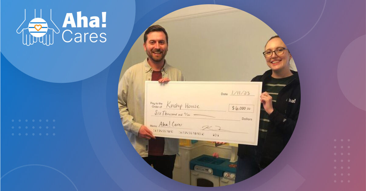 aha_io's tweet photo. Through Aha! Cares we are honored to support @KinshipHouse in their mission to help find permanent placement for foster children in the Portland, Oregon area. 

#AhaCares #RemoteWork #CorporateGiving 
https://t.co/zGyPdOOuAZ https://t.co/twA6qztsp5