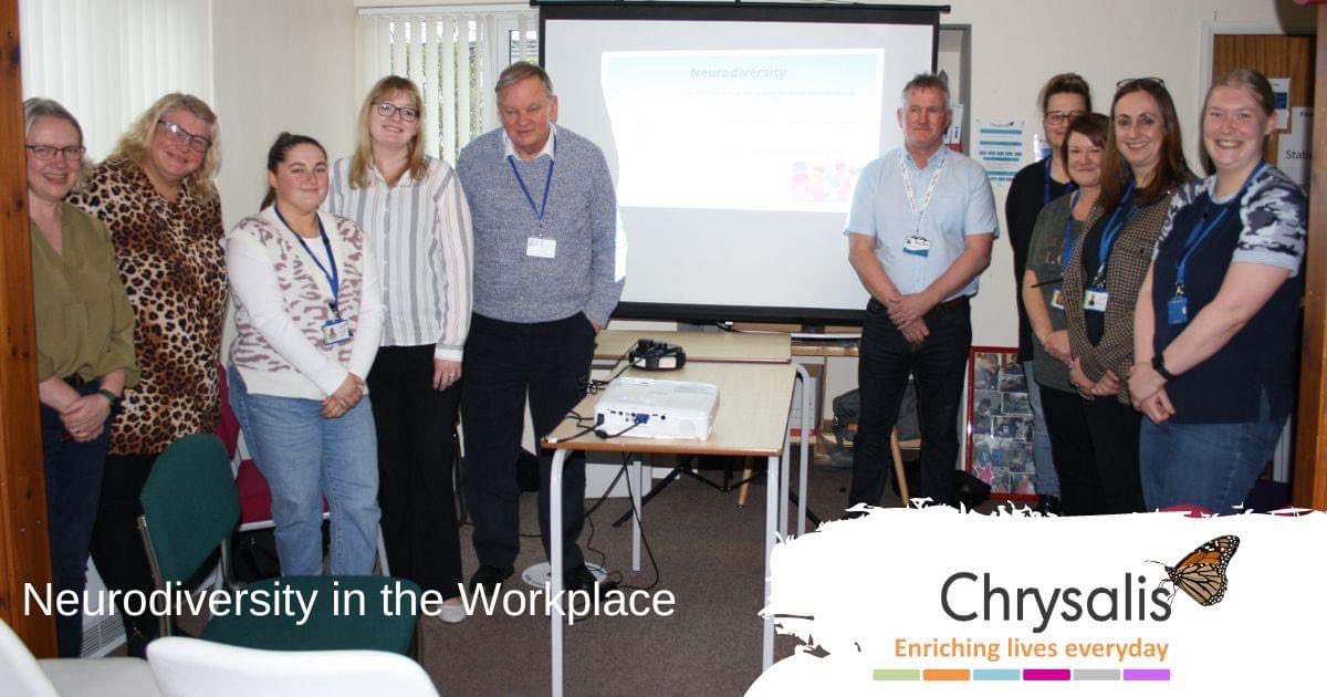 Owl Blue’s Stuart &amp; Geoff Evans with some of the lovely staff from Chrysalis at yesterday’s Neurodiversity in the Workplace workshop.

A fantastic event covering all aspects of Neurodiversity, covering their own staff and their members.