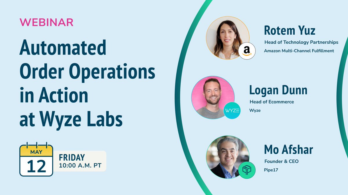 jgettinger's tweet image. @Pipe17inc  Is your #ecommerce business struggling to balance growth with order processing costs?Join this webcast to discover how @WyzeCam combined automated #orderoperations with the right #3PL partners (feat. @amazon) to save millions! Register bit.ly/3AsskCK!