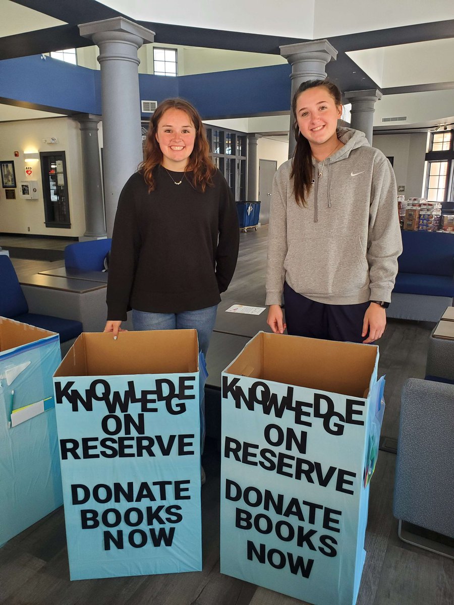 CRUSHAMERICORPS's tweet photo. Marietta College CRUSH put out their donation boxes today for "Knowledge on Reserve", their campus-wide textbook drive! https://t.co/9Lw6PmvHTF