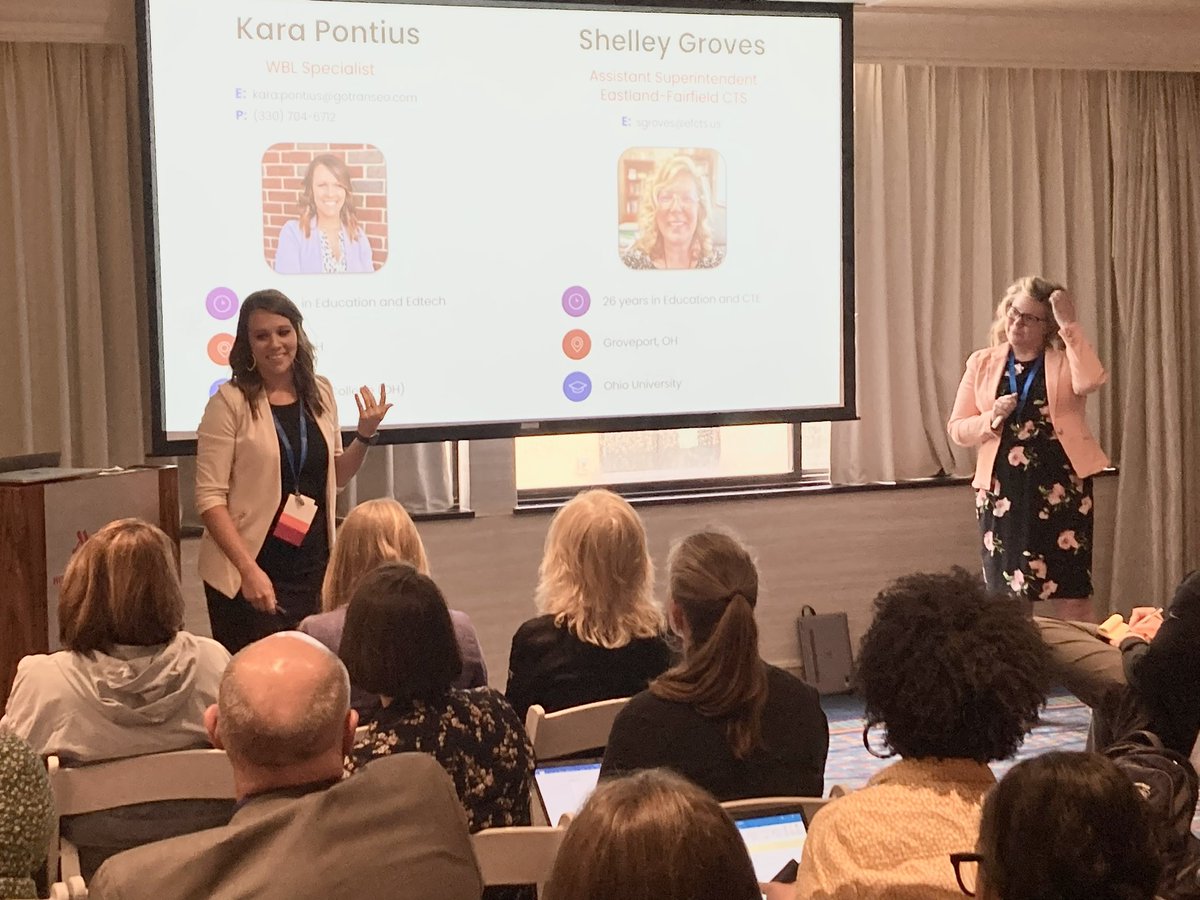 Kara_Pontius's tweet photo. Blessed to present to fellow WBL Ccordinators and share the successes of @EFCTS at the @actecareertech WBL Conference! Thank you, @ShelleyGroves74 for presenting with me- it was great to have the duo back together! 🔥 #cteworks #wbl #acte #efcts https://t.co/jBwUr4II5Q