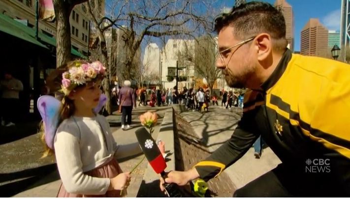 MeeganReadCBC's tweet photo. @RadioAnis @cbccalgary roving intergalactic reporter @Calgaryexpo #POWParade #YYC https://t.co/vi0WGW39qC