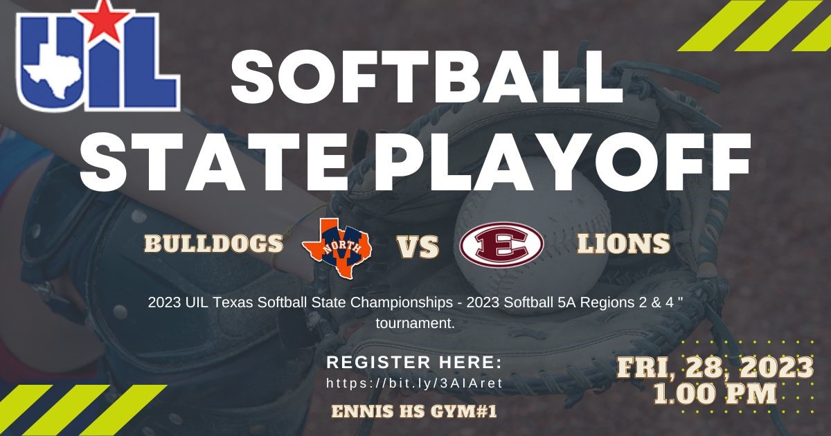 Sport169's tweet photo. 🥎𝕀𝕋'𝕊 𝔾𝔸𝕄𝔼 𝔻𝔸𝕐🥎

McKinney North 🆚 Ennis
🗓 April 28, 2023
⌚️ 1:00 PM | 
📍 Ennis HS
🎟️ https://t.co/6ZUOw4IbJ0
🏆 2023 UIL Texas Softball State Championships 🏆
@McKinneyNorthHS @MNHSsoftball @MCKSoftball 
@EnnisISD @EnnisSoftball @EnnisFootball @Team_Ennis https://t.co/uAW9fR2p3Q