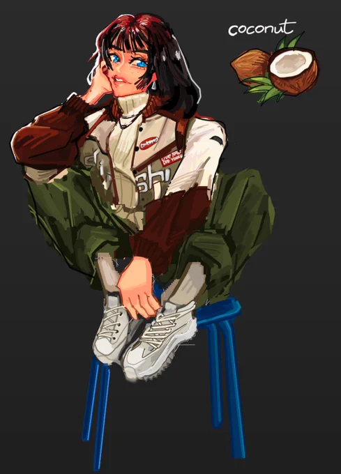 friends wanted me to make an outfit based on a fruit that centers around one color. they gave me brown.  so i went with coconut