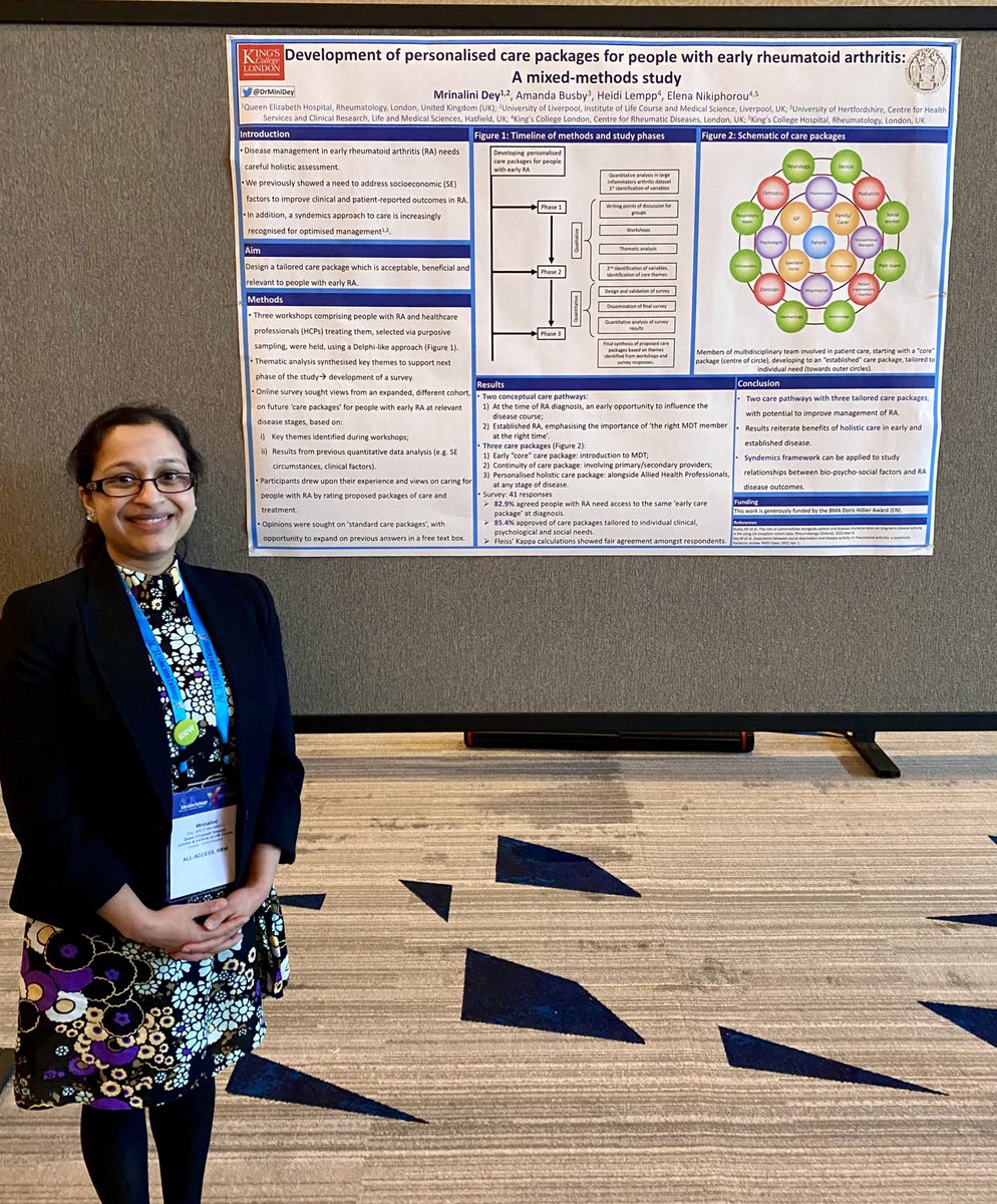 Enjoyed sharing our work and some great discussions on developing personalised care packages for people with #RheumatoidArthritis at #RRW23 #ACRX23.

Great to receive feedback and ideas to take this work further!

Thanks to the team: <a href="/Stats_Amanda/">Amanda Busby</a>, Prof Lempp &amp; <a href="/ElenaNikiUK/">Elena Nikiphorou</a>