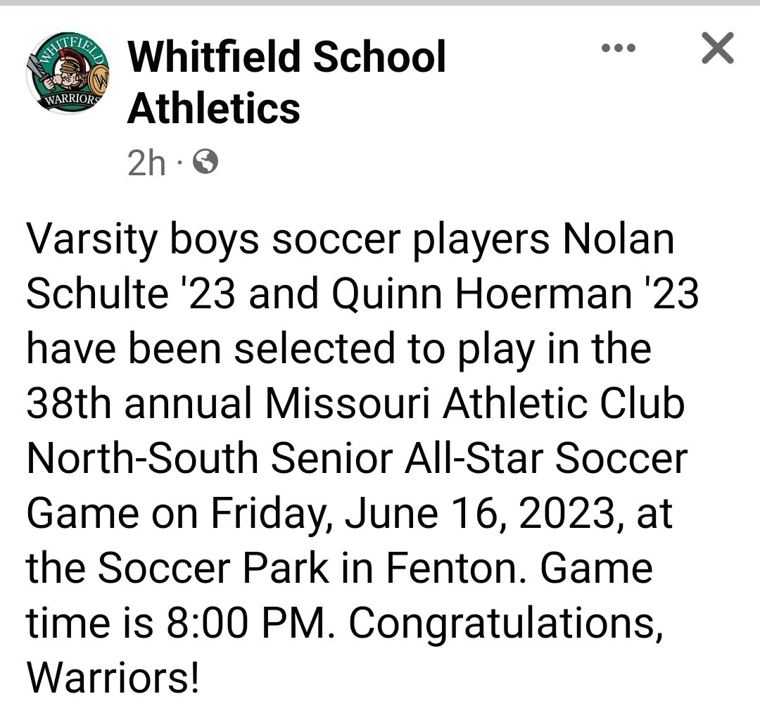 WhitfieldVSOC's tweet photo. Congratulations to @NolanSchulte3 and Quinn Hoerman! https://t.co/QcX0dK2ncL