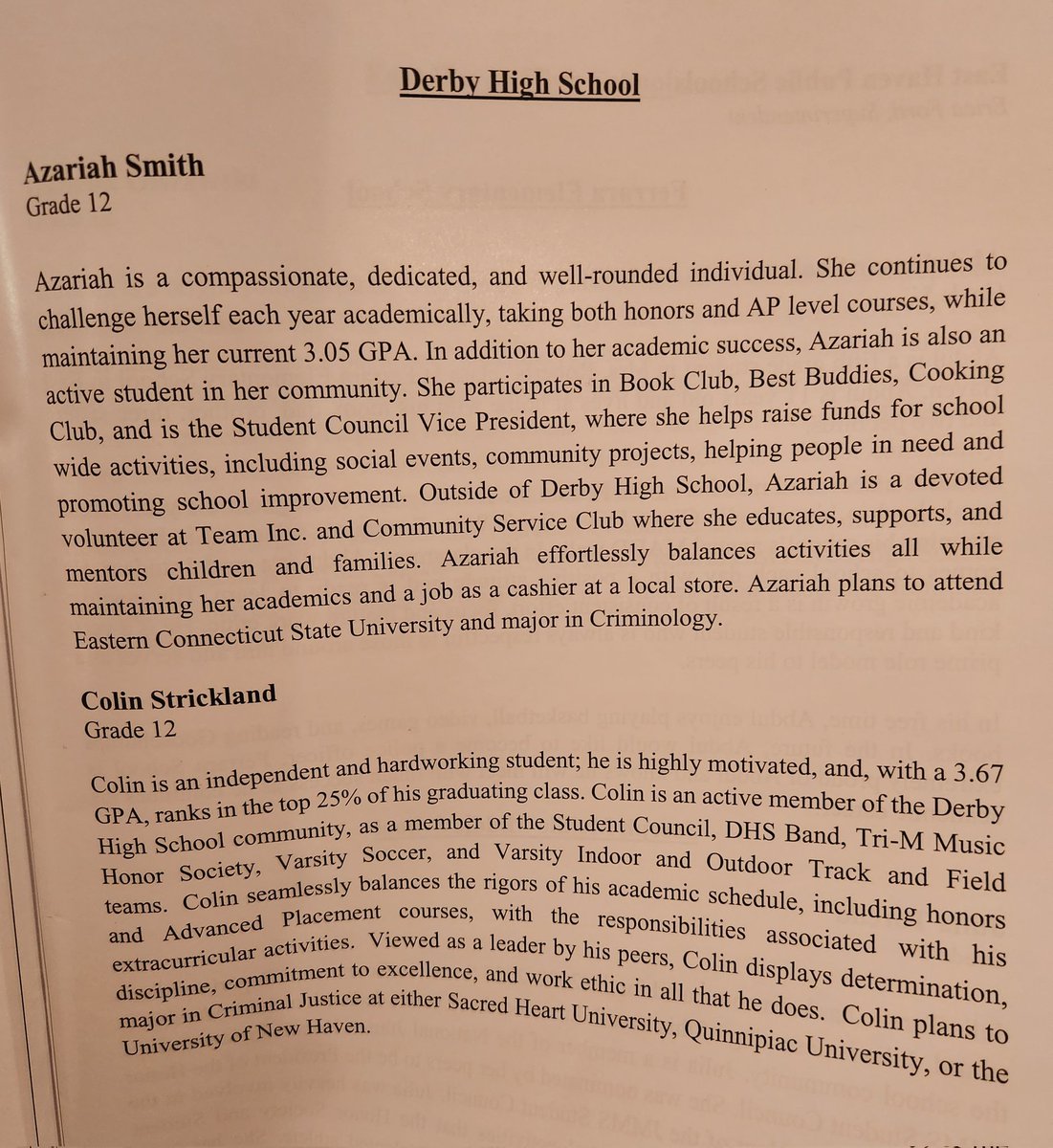 RedRaiderCT's tweet photo. Congratulations to Azariah Smith &amp; Colin Strickland. 👏👏 Two @DerbyRedRaider Seniors receiving the prestigious recognition during the SCASA Student Awards Luncheon.
@derbypssuper @DerbyCT https://t.co/OyAQteeZQ4