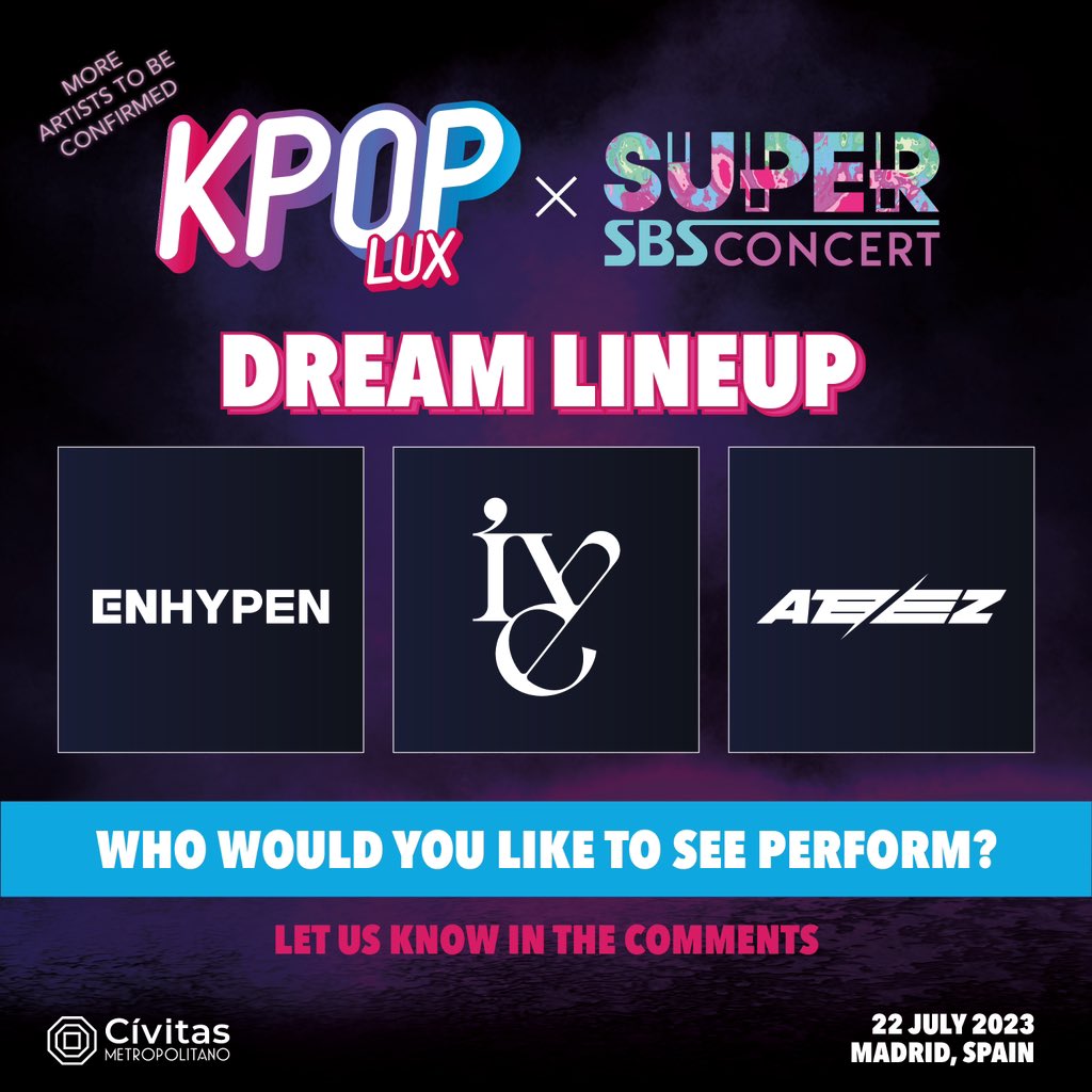 KPOPLUX_'s tweet photo. Hey, Kpop fans! We want to know your ultimate dream concert lineup! Who are the groups and artists that you would love to see perform together on stage? Share your dream lineup in the comments below! 🎤🎶🤩

#KPOPLUX #KpopDreamLineup #UltimateConcertGoals #KpopFestival https://t.co/oa0ei4BnMa