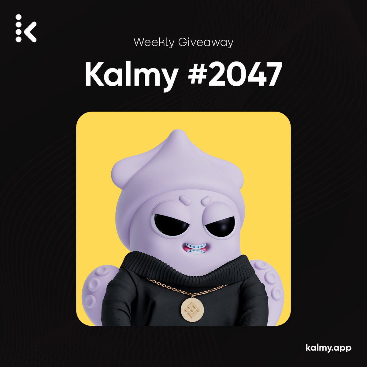 You know what time it is 🦑

The winner of our last giveaway is... ⭐ @DevNancyStudent!

This week's prize is Kalmy 2047, and it will go to a squid who...

• Likes, RTs &amp; follows <a href="/KalmyAPP/">KALM | Kalmy.APP Beta</a>
• Tags a project whose pools we should add to our vaults (any blockchain).

Good luck 🍀