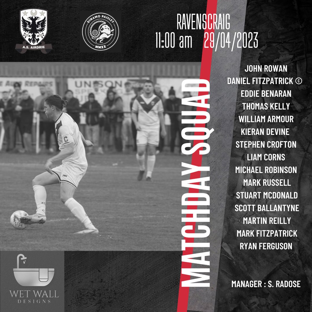 AS_Airdrie's tweet photo. 🚨 SQUAD UPDATE 🚨

Tomorrow’s match day squad.

 ⚽️

#ForzaAirdrie♦️ https://t.co/6OBTobIu6G