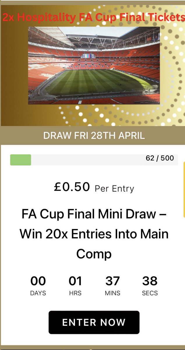 Kingcompsss's tweet photo. Fancy a trip abroad + £200 spending money for £2? or two tickets to the fa cup final through the mini draw? For 50p?

Perfect, both end at 8pm and will be drawn live at 8.30 on our Facebook page?🤝

Enter here before it’s too late 👑👑

https://t.co/20RPldx2Qj https://t.co/HIWAYRZaWZ