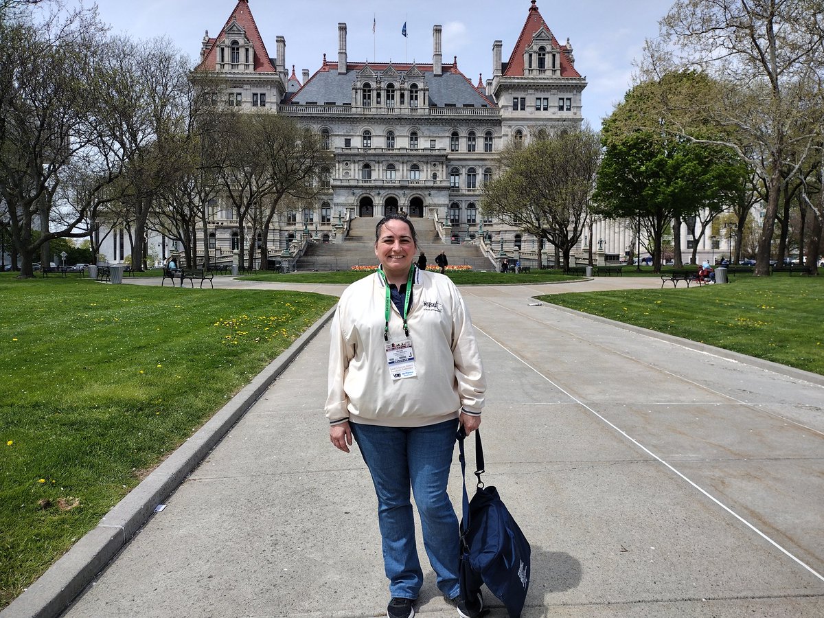 Berg542's tweet photo. In sunny (and windy) Albany for the NYSUT RA.  Time to work together to improve our schools. https://t.co/KDxJuN3DT2