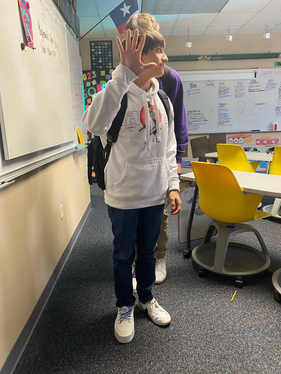 HagedornScott's tweet photo. #3DPrinted Shoe tests are going on @SabinePassISD today.  Five periods down, one blister, everyone else ok. Students have to wear their shoes all day long, and their shoe must survive.  #STEM @TCEA @UltimakerEd @t3chl0gic https://t.co/jQyAE4YySX