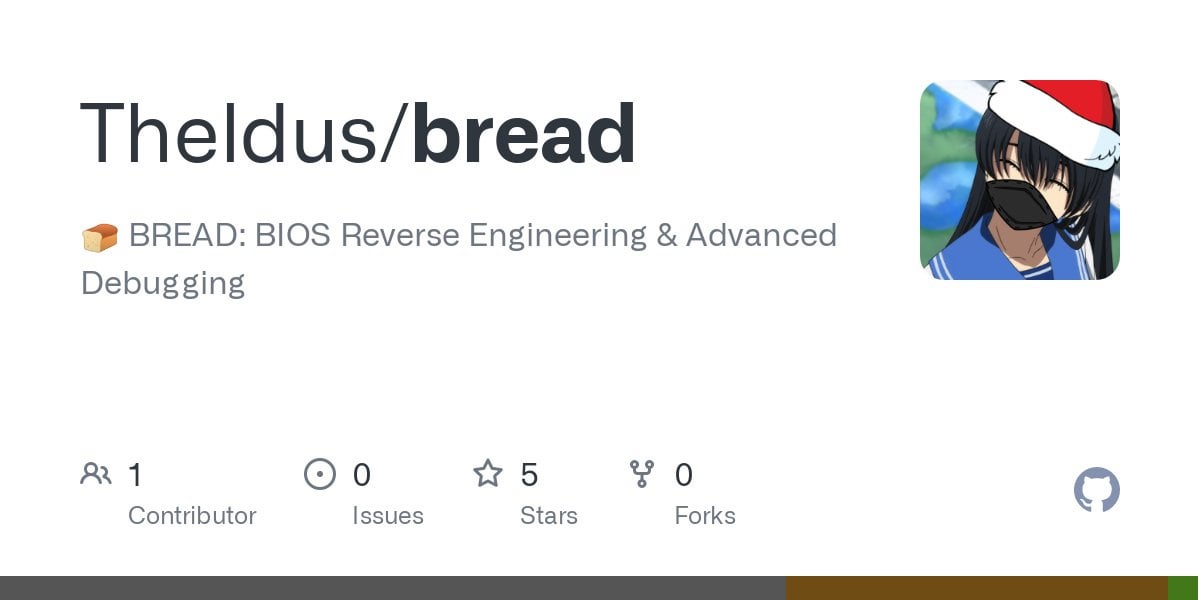 BREAD: BIOS Reverse Engineering &amp; Advanced Debugging - an 'injectable' real-mode x86 debugger that can debug arbitrary real-mode code (on real HW) from another PC via serial cable. dlvr.it/SnDk4F #cyber #threathunting #infosec