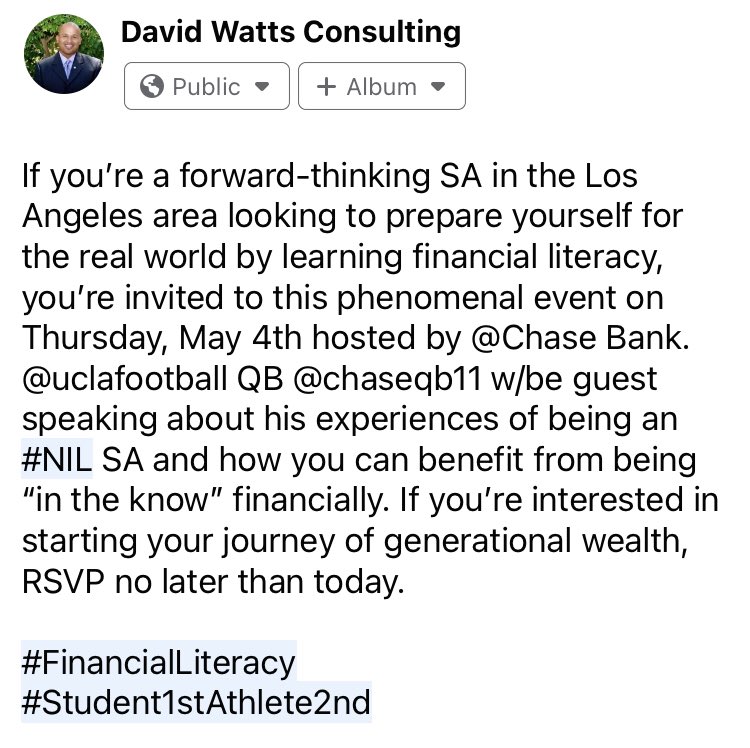 DWCInfo's tweet photo. Opportunities like this put you in rooms with “movers and shakers” outside of the world of sports. These are the types of rooms that help create generational wealth. @ChaseQB11 #AlwaysKnow
#FinancialLiteracy
#Student1stAthlete2nd https://t.co/sxyilXEya3