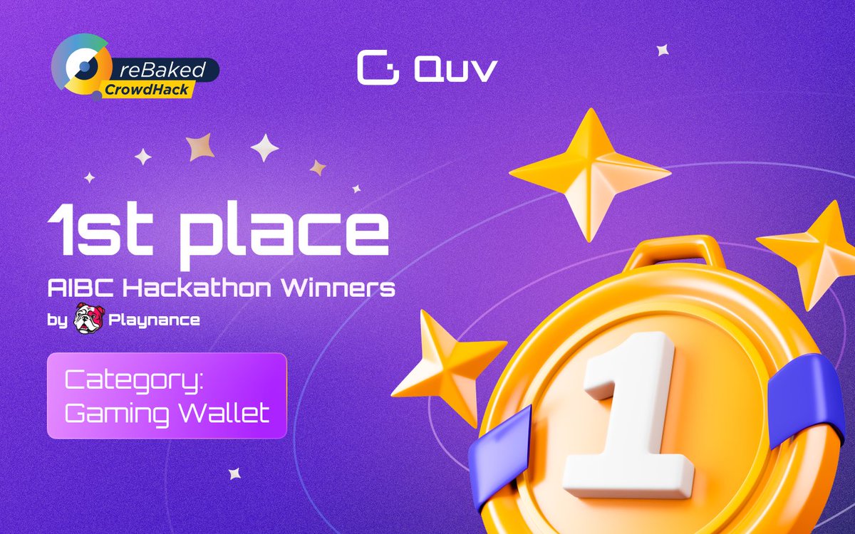 QuvioWallet's tweet photo. 🎉🔥Breaking news, #crypto fam!🚀 @QuvioWallet &amp; @playnancetech just WON the @AIBC_World hackathon!🏆Crushing it at 1st place in the Gaming Wallet category 🎮💰Big shoutout to our unstoppable team &amp; everyone who supported us!💪✨🤘#winning #cryptowallet #gamingwallet #AIBC 😎💯🌟 https://t.co/r9yXchh6yI