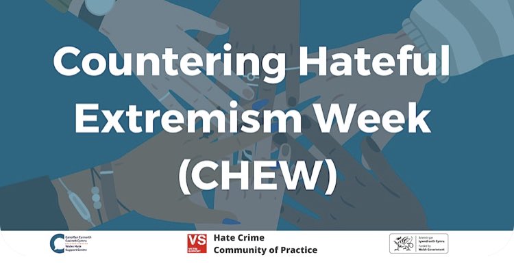 VictimSupportHC's tweet photo. Countering Hateful Extremism Week (CHEW) takes place 1st to 5th May 2023. You can find a range of events here, some specific to #Wales below, including booking details; 

#CHEW23 #CHEWWales23 

https://t.co/UmK3L943qi https://t.co/AD61IPZq97