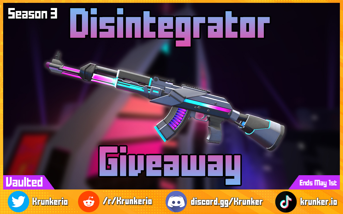 krunkerio's tweet image. 🔥 Unobtainable Giveaway 🔥

Participate to win the Disintegrator UNOB!

🔸Follow, Like + RT
🔸Include your IGN
🔸 Be Level 20+

Winner will be announced in 3 days. 

🍀 Good luck