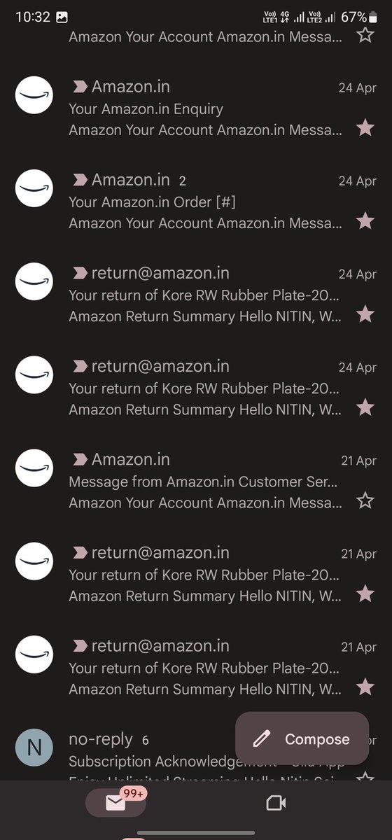 I_AM_Nitin79's tweet photo. I have requested of return for few product on 17/4/23 but you pickup guy didnt picked up&amp;this has been highlight many time by me your customercare team keep generating
pickup but your pickup guy didnt visited or contacted me. @amazonIN @amazon @AWSCloudIndia @awscloud @amazon https://t.co/TuzSAeS0HP