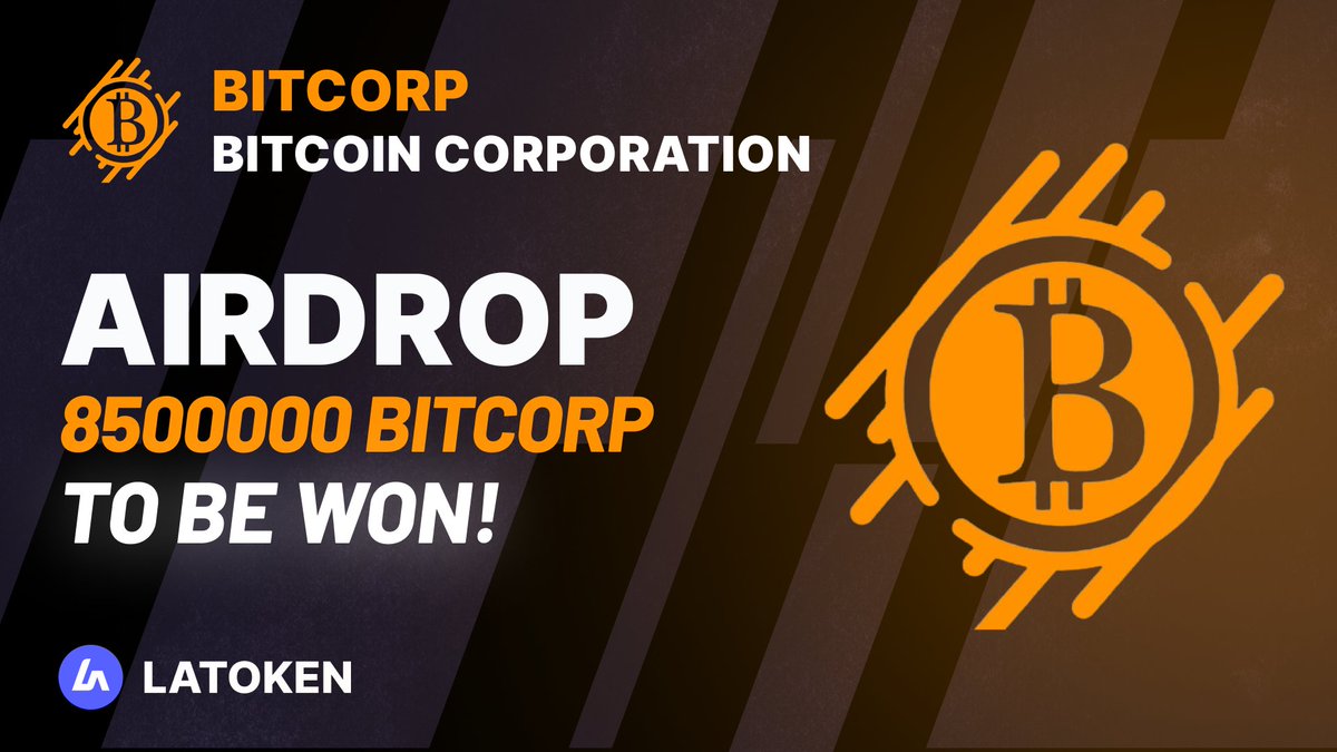 🏆 $4500 BITCOIN CORPORATION (BITCORP) Airdrop on #LATOKEN 

🔥 580 Winners.
✅ Complete all tasks and qualify for the #Airdrop 
📲 Tag 5 Friends and Share.
⏰ April 28, 2023 - May 07, 2023.

JOIN AIRDROP👉 go.latoken.com/bob