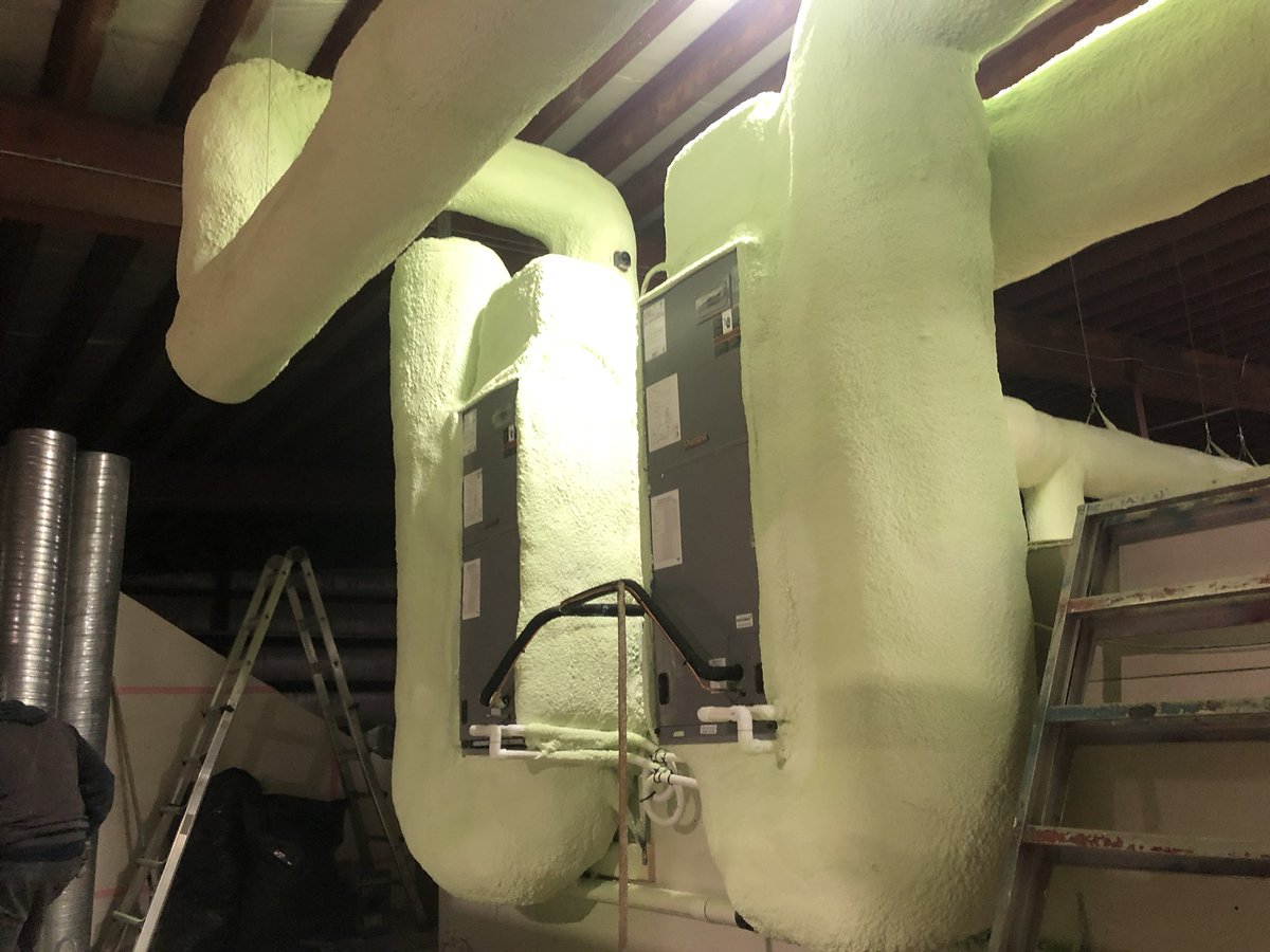 DaveSorokovsky's tweet photo. Spray foamed the duct work for a grow op. Client was thrilled that condensation stopped immediately. For spray foam or coatings contact https://t.co/xgtbAWbQNN 

#sprayfoam #quantumsprayed #BritishColumbia #vancouver https://t.co/B4lQy6yoQT