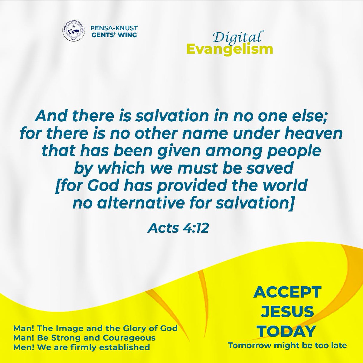 Accept Jesus today,tomorrow might be too late

#DigitalEvangelism
#GengsWing
#RevivedCoworkersofChrist